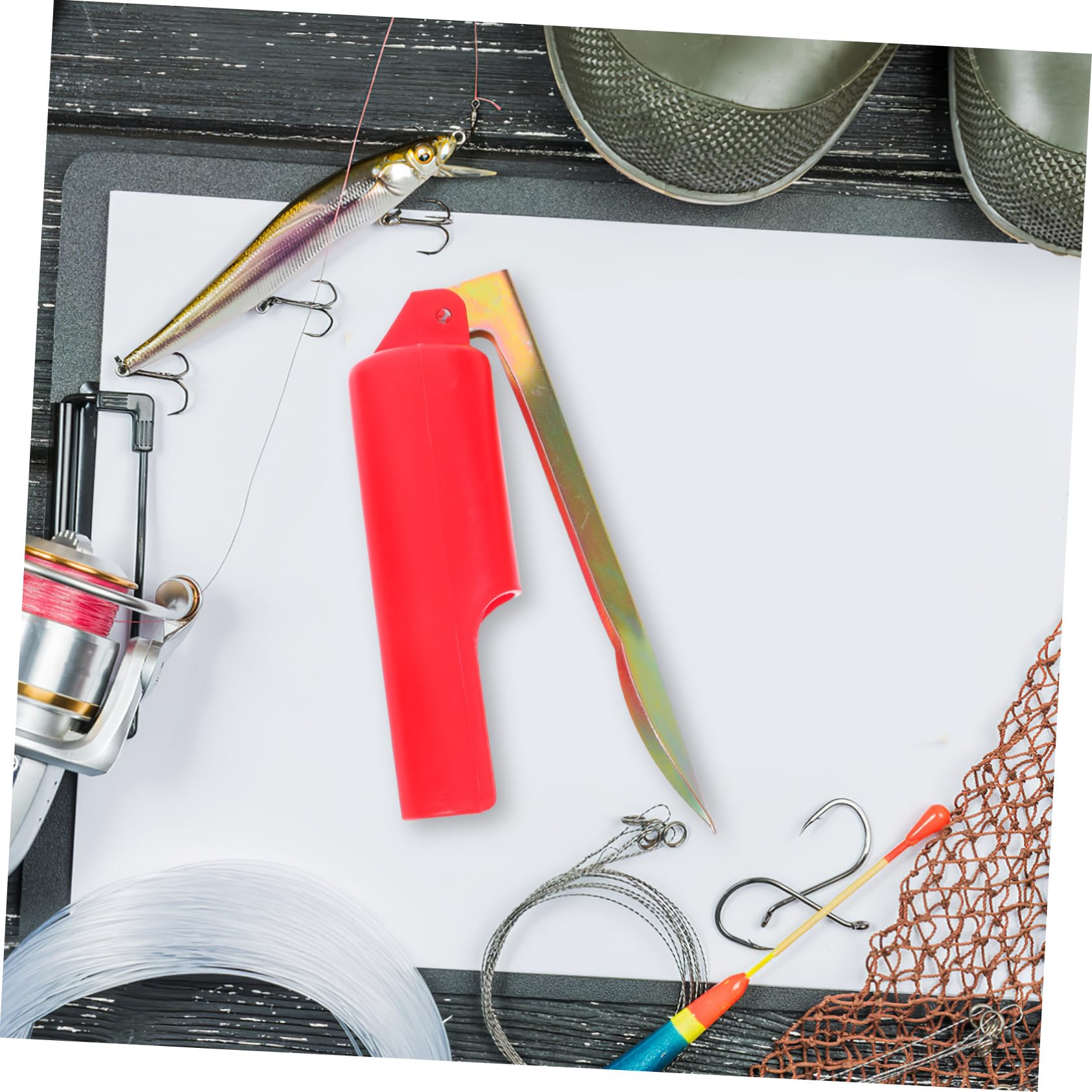 2 Plegables para Caña de Pescar de 32 Cm en Plástico y Metal, Diseño Compacto para Pesca en Hielo y Orilla, Color Rojo, Reduce Fatiga