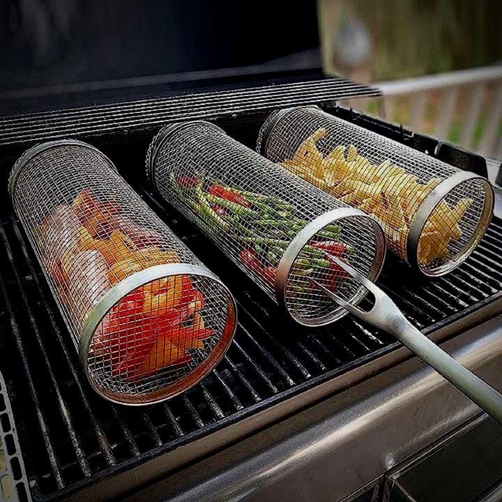 Accesorios Parrilla Exterior Cesta Parrilla Barbacoa Acero Inoxidable 26.5cm - Antiadherente Para Pescado Y Verduras Cesta Pescado Verduras Barbacoa