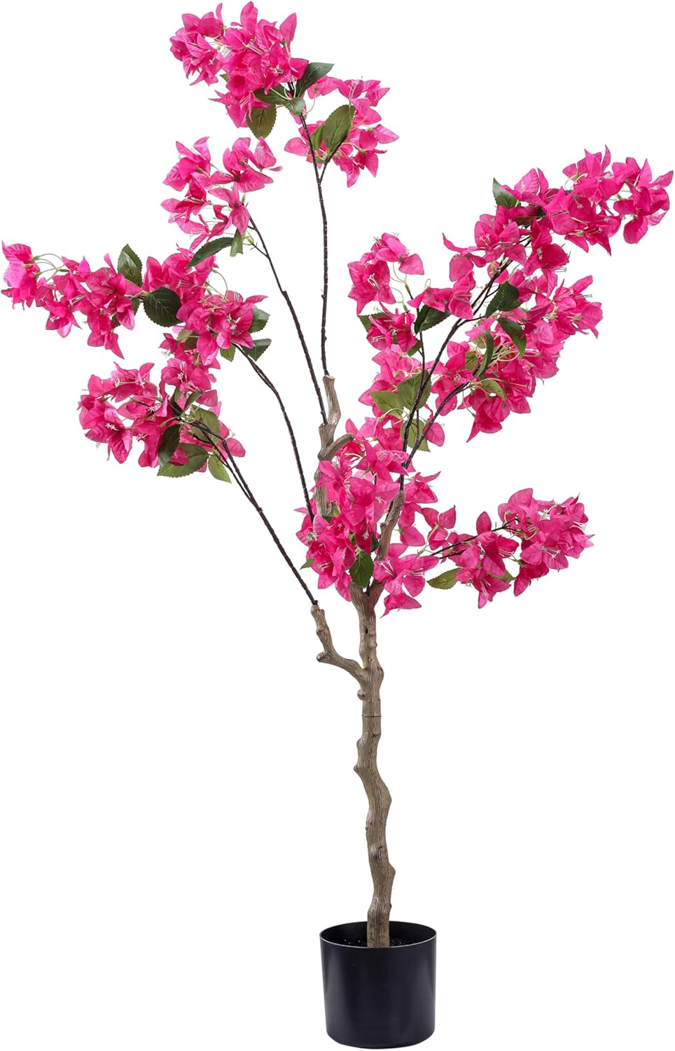 Bougainvillea Artificial Tree for Outdoor: 4 FT Tall Faux Bougainvillea Plant with Flowers in Plastic Pot - Fake Blooming Tree for Home Office Garden Indoor Outdoor Party Decor