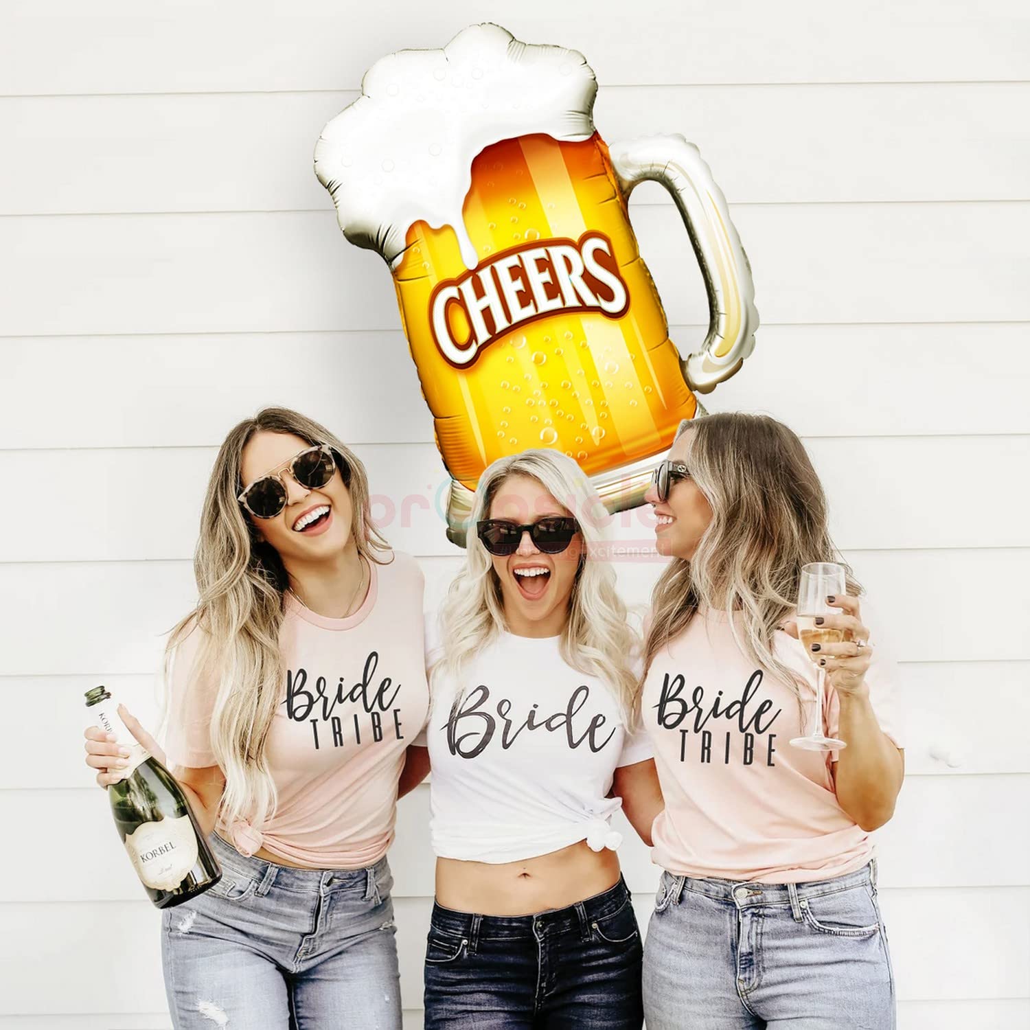 Propsicle 36" Large Helium Foil Beer Mug Balloon with Cheers Text for Birthdays, Anniversaries, or Bachelorette Parties - Golden and White - Pack of 1 1