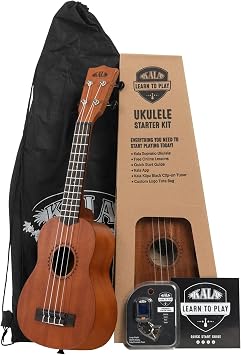 Official Kala Learn to Play Ukulele Concert Starter Kit, Satin Mahogany Includes online lessons, tuner app, and booklet KALA-LTP-C