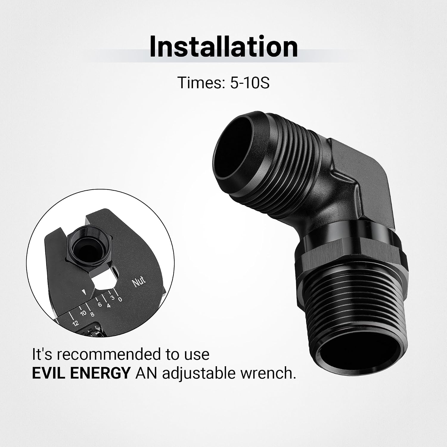 EVIL ENERGY 16AN Male Flare to 1" NPT 90 Degree Swivel Fitting Adapter Aluminum Black