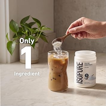 Isopure 100% Pure Creatine Monohydrate Powder, Sugar Free, Unflavored, 5g Creatine Monohydrate Per Serving, 1.1 Lbs, 100 Servings (Packaging May Vary)