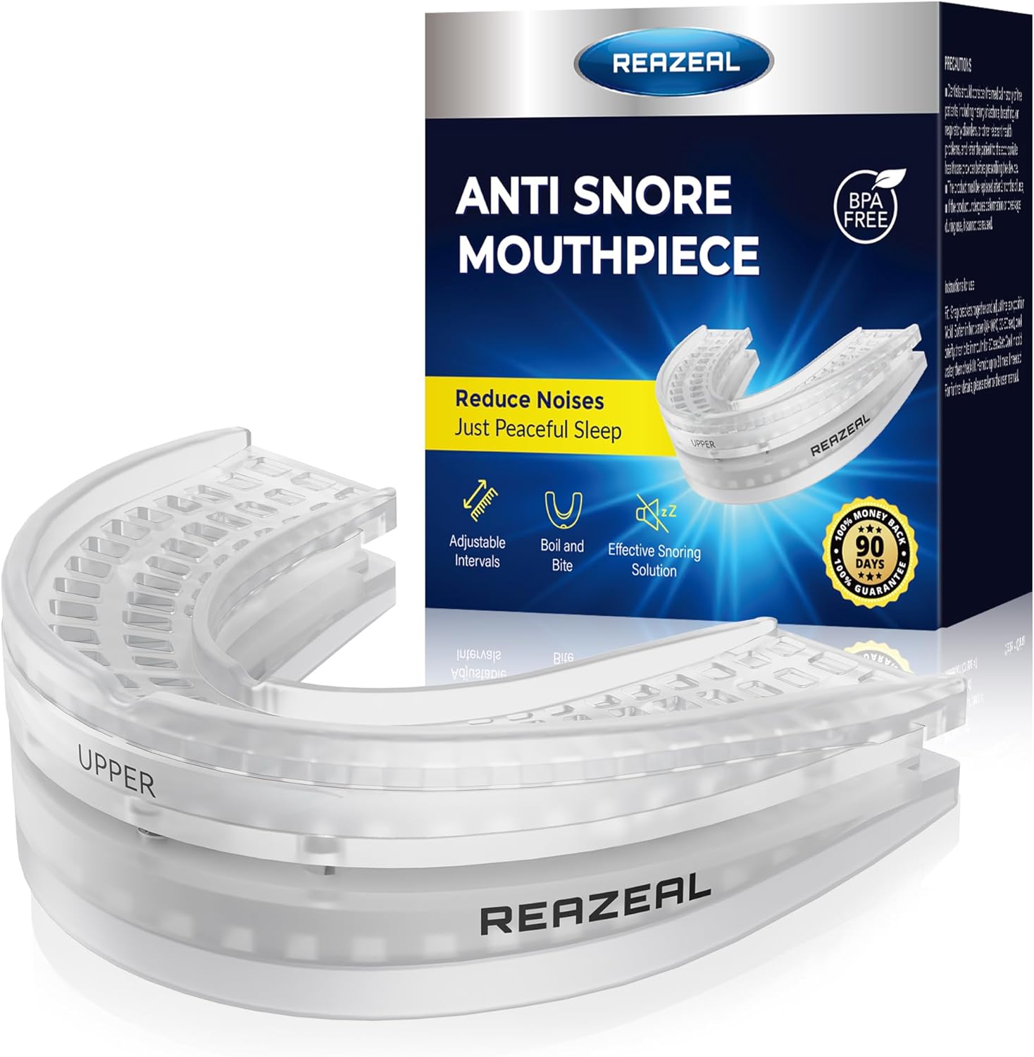 Anti Snore Mouthpiece – Adjustable Intraoral Device Designed to Help Reduce Snoring for Adults (18+) with Retainer Case (Clear)