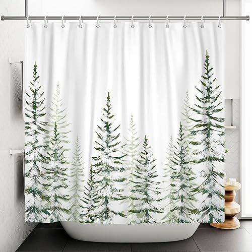 Miniatura 10 de Cortina de ducha con copos de nieve, cortinas de ducha rojas de Navidad, juego de cortinas de ducha para baño, 72 x 72 pulgadas con 12 ganchos