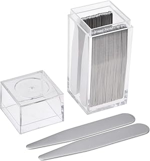 36pc Stainless Steel Collar Stays in Clear Plastic Box For Mens Dress Shirt, Order the Sizes You Need