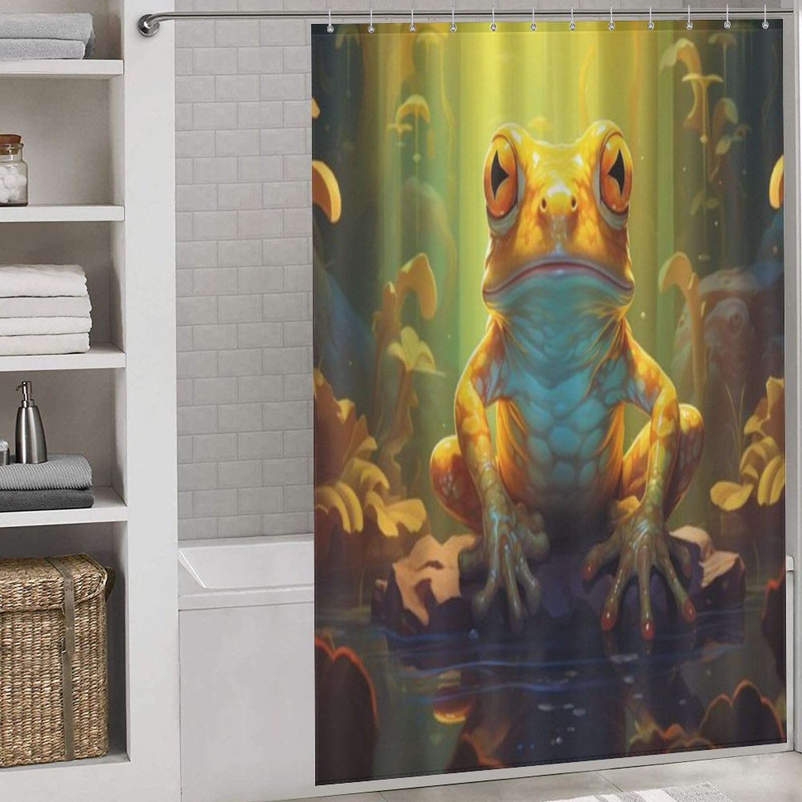 Rideau de douche grenouille imperméable fini les sols mouillés rideau tissu 152x183 cm
