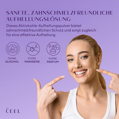 The Ceel Tooth Powder for White Teeth Purple Teeth Whitening Powder Purple Aktivhole Powder with Mica Powder Menthol White Teeth Tooth Powder Colour Corrector Glowing Smile 50 g