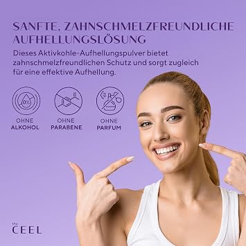 The Ceel Tooth Powder for White Teeth Purple Teeth Whitening Powder Purple Aktivhole Powder with Mica Powder Menthol White Teeth Tooth Powder Colour Corrector Glowing Smile 50 g