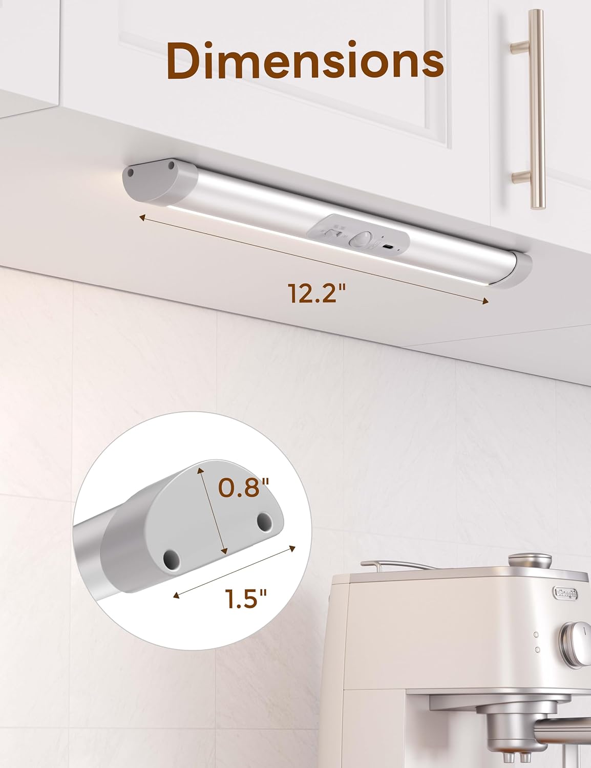 Joyzy Automatic Closet Lighting Motion Sensor RechargeableBattery Operated Closet Light with Eye-Protection DesignUnder Cabinet Light LED for Wireless Pantry Light wardrobeLights(30cm-2pack)