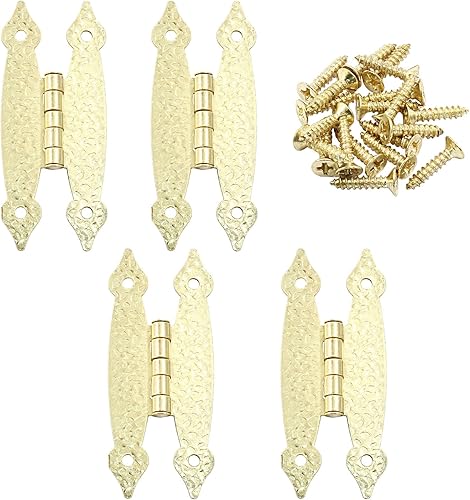 Vista 38 de Murtenze Paquete de 4 bisagras en H antiguas negras de 3.5 pulgadas, bisagras de gabinete de acero laminado en frío, bisagras planas de puerta