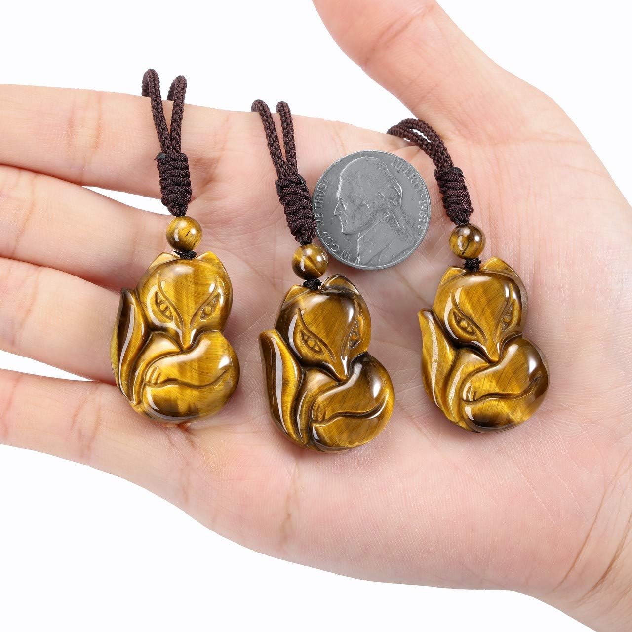 JSDDE Natural Tiger Eye Crystals Fox Pendant Necklace Healing Gemstone Lucky Protection Fox Amulet Necklaces Spiritual Jewelry - Image 5