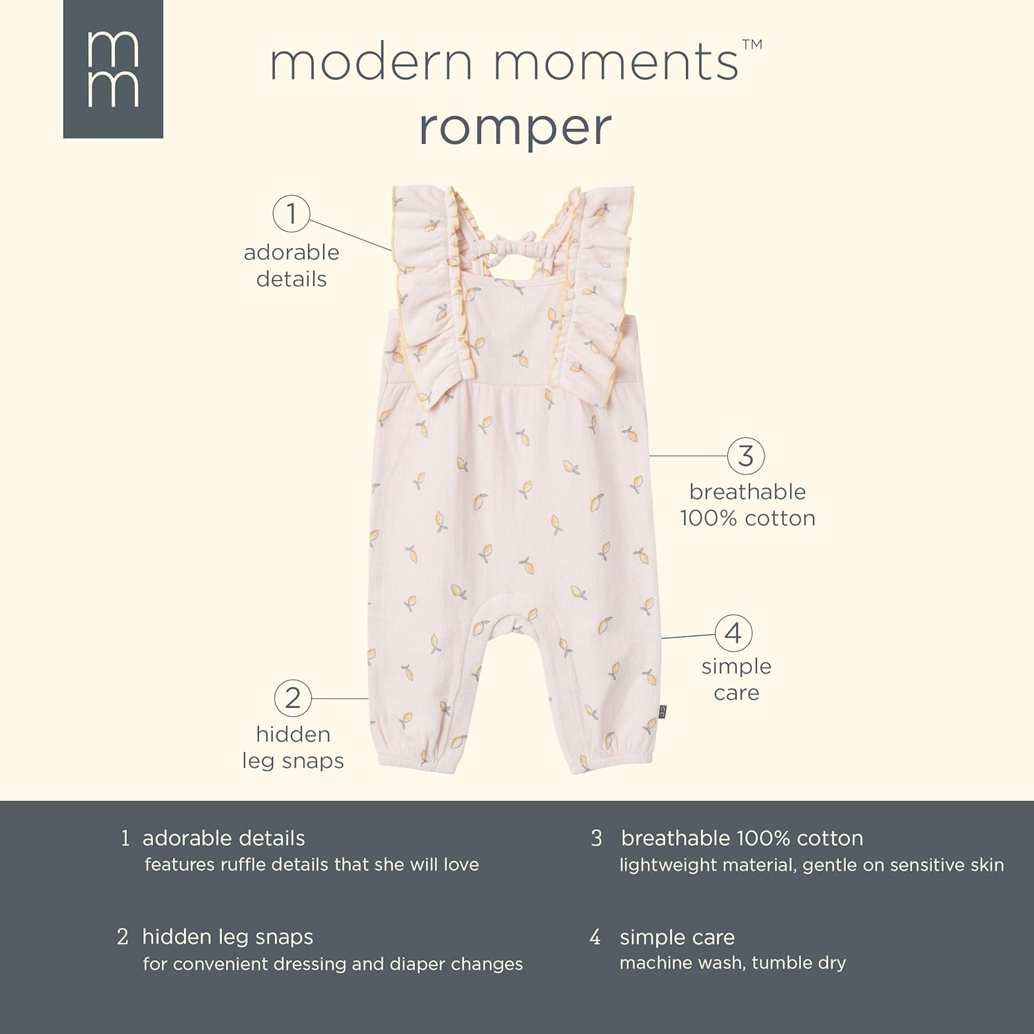 Modern Moments by Gerber baby-girls Ruffles Long Leg Romper - Image 5