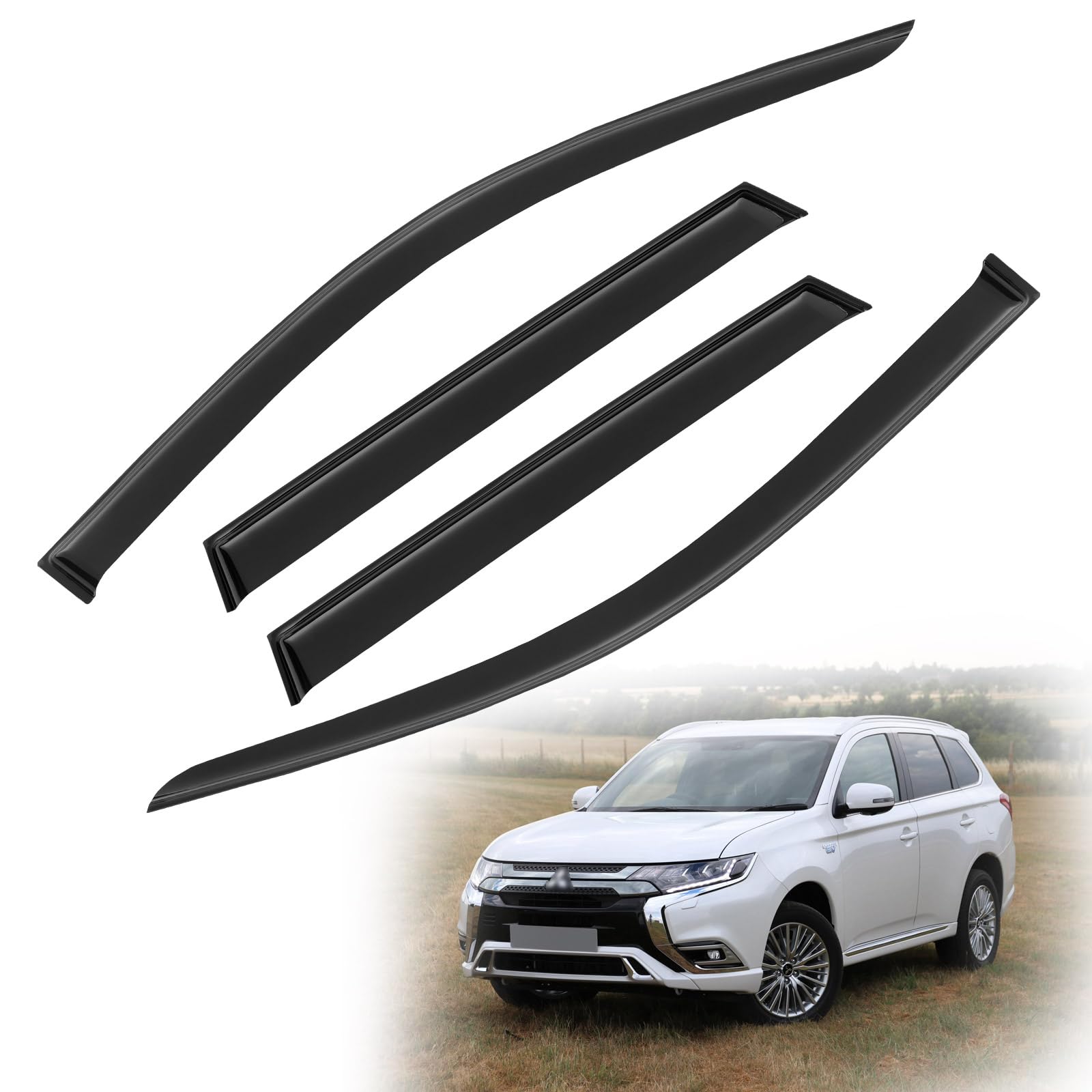 Window Rain Guards for Mitsubishi Outlander 2011-2023,Window Visor Guards Wind Deflectors Vent Shade Vent Visors Rain Shields Sun 11 12 13 14 15 16 17 18 19 20 21 22 23, Tape-on
