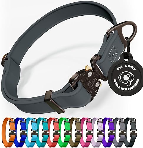 NexaPaw Biothane - Collar de perro con hebilla de cobra de liberación rápida, fabricado en Estados Unidos, collares ajustables y resistentes para