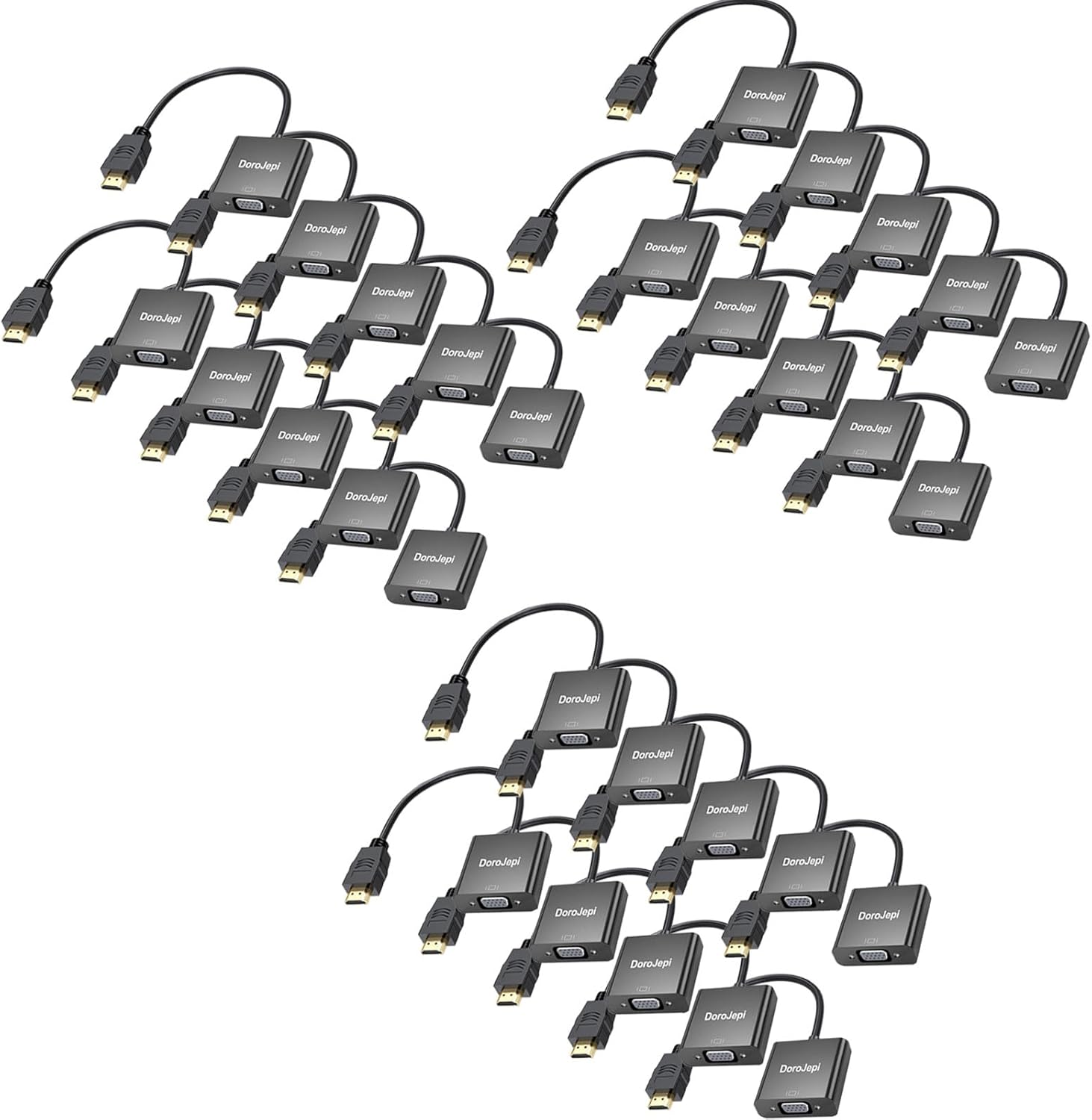 HDMI to VGA Adapter 30-Pack, Uni-Directional Gold-Plated HDMI Male to VGA Female Bulk for Monitor, Projector, HDTV, Laptop, Computer, Desktop, Chromebook, Roku, Xbox and More