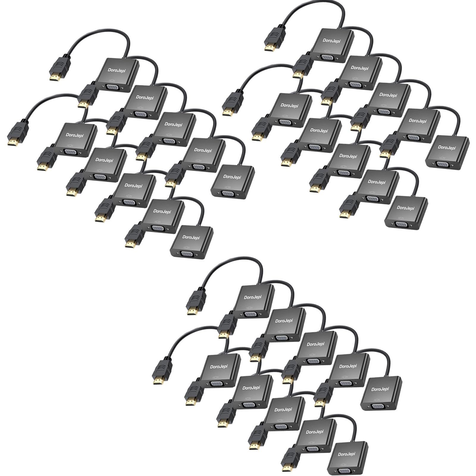 Paquete de 30 adaptadores HDMI a VGA, adaptadores unidireccionales HDMI a VGA macho a hembra chapados en oro para monitor, proyector, HDTV, laptop, computadora, computadora, Chromebook, Roku