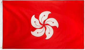 DANF HK Flag 3x5 Foot Hong Kong National Banner | Fade Resistant, Brass Grommets, Canvas Header Thick Polyester Flag 3 X 5 Feet