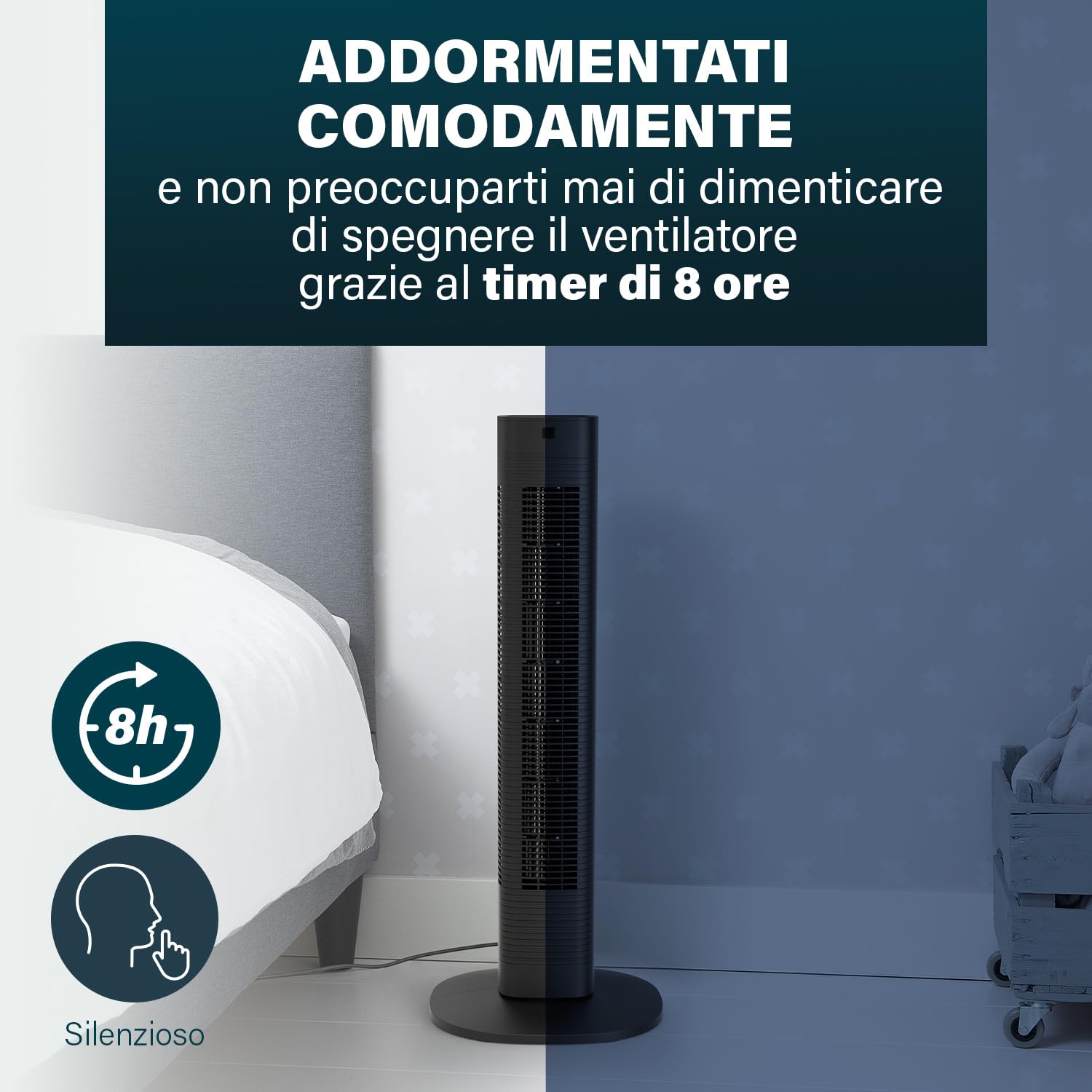 Princess Ventilatore a colonna compatto - 3 modalità e 3 velocità - Oscillazione - Connesso - 358230