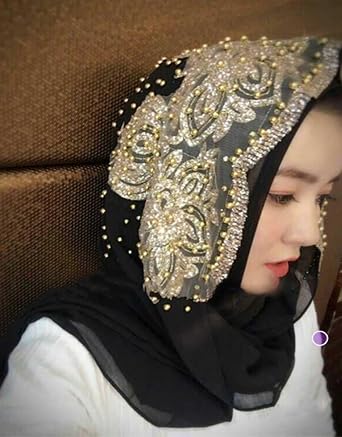 zhxinashu Muslim Islam Hijabs Arab Women Lace Beads Headscarf