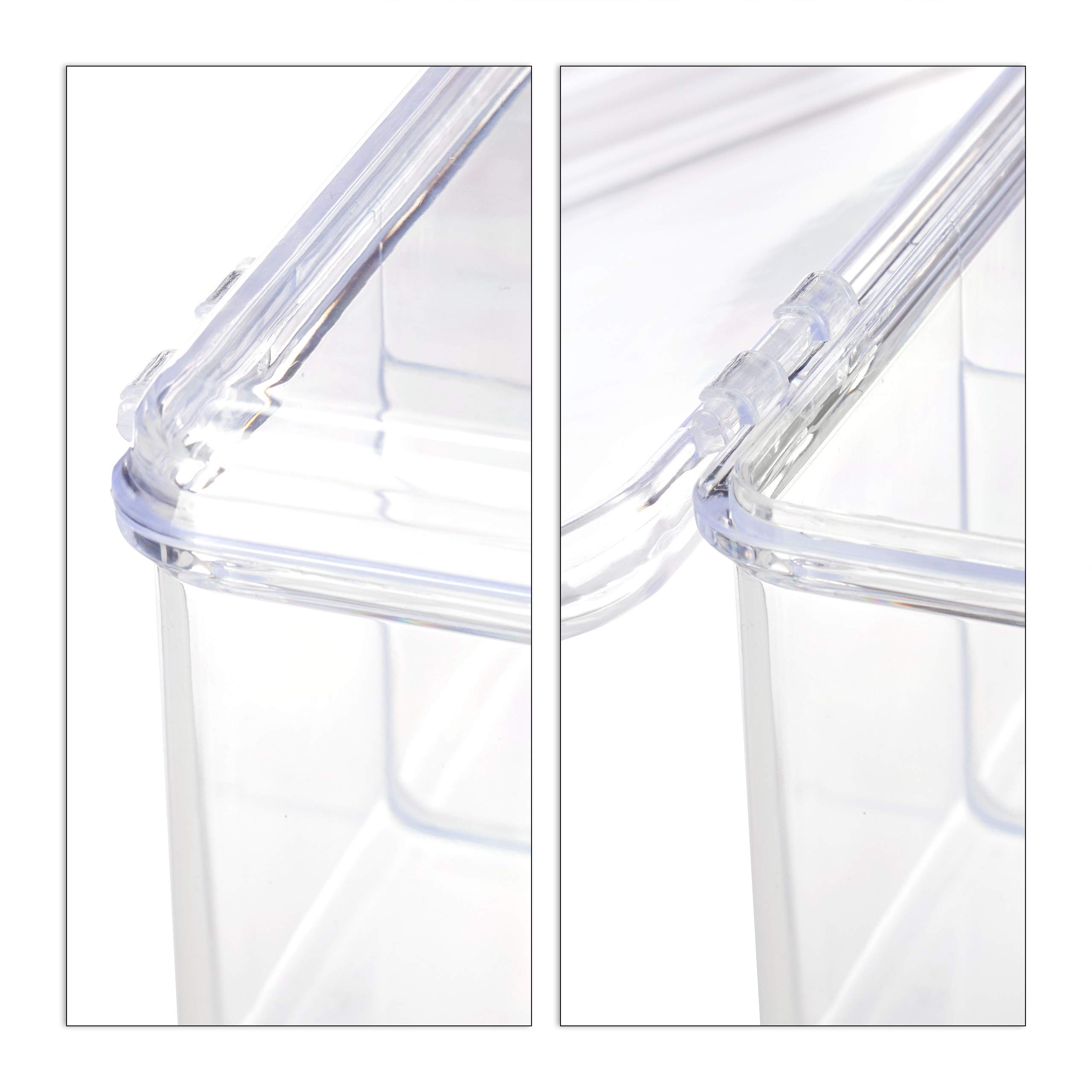 Relaxdays 8 Cajas para Té e Infusiones, 6 Compartimentos, Bote Para 90 Bolsitas, Tapa Abatible, 9 x 21,5 x 14,5 cm, Transparente