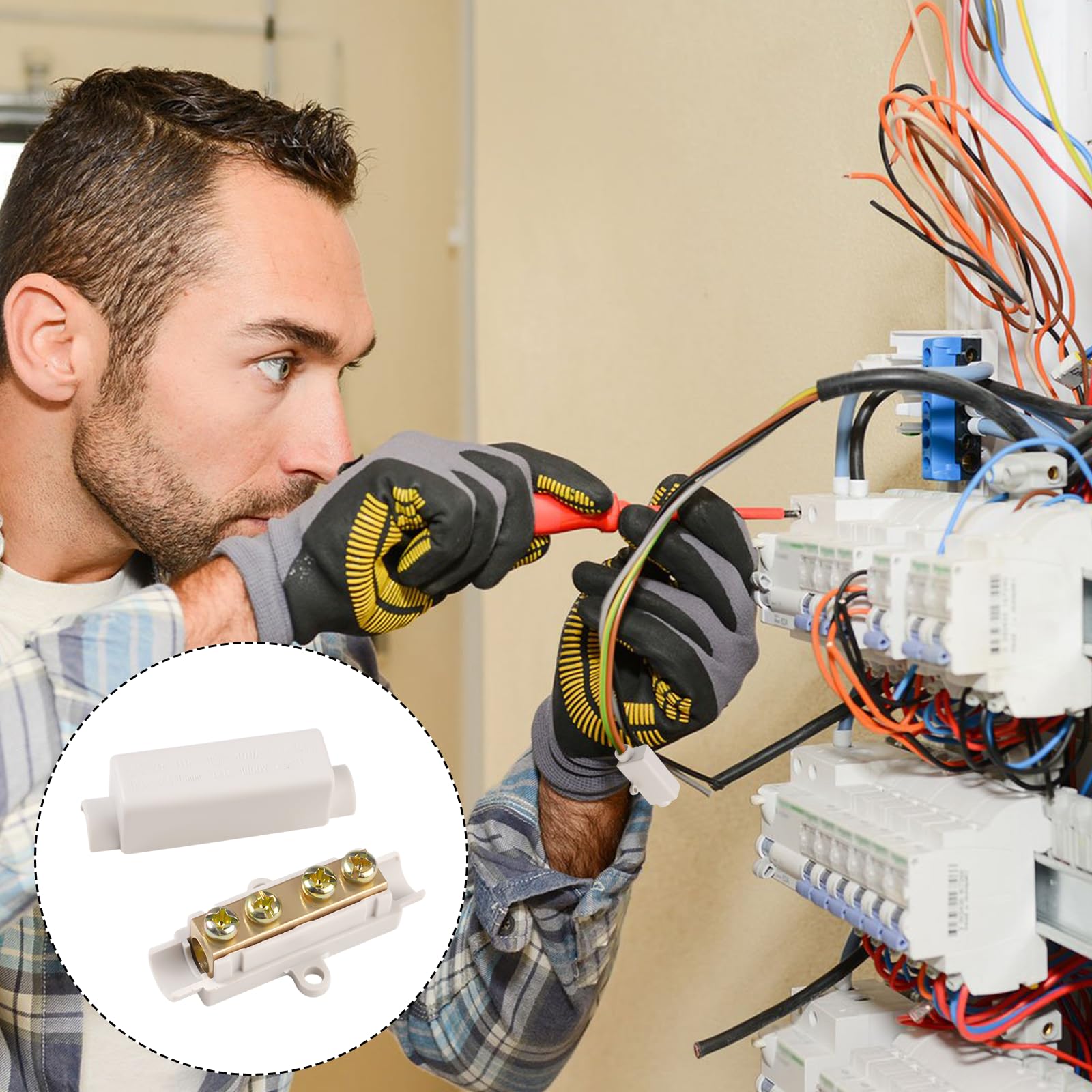 5 Pièces Connecteurs de Fils en Laiton à Double Vis Haute Performance en Laiton pour Câbles de 2,5 à 16 mm, Connecteur en à Double Vis Boîtier en ABS pour Plafonniers,Interrupteurs,Ampèremètres