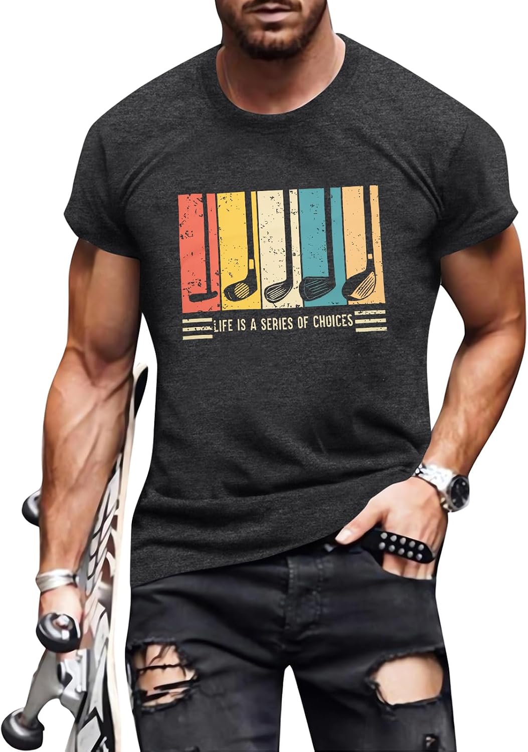 Golf Shirts for Men Funny Mens Golf Graphic T-Shirts Life is a Series of Choices Shirts Casual Sporty Tee Golf Gifts