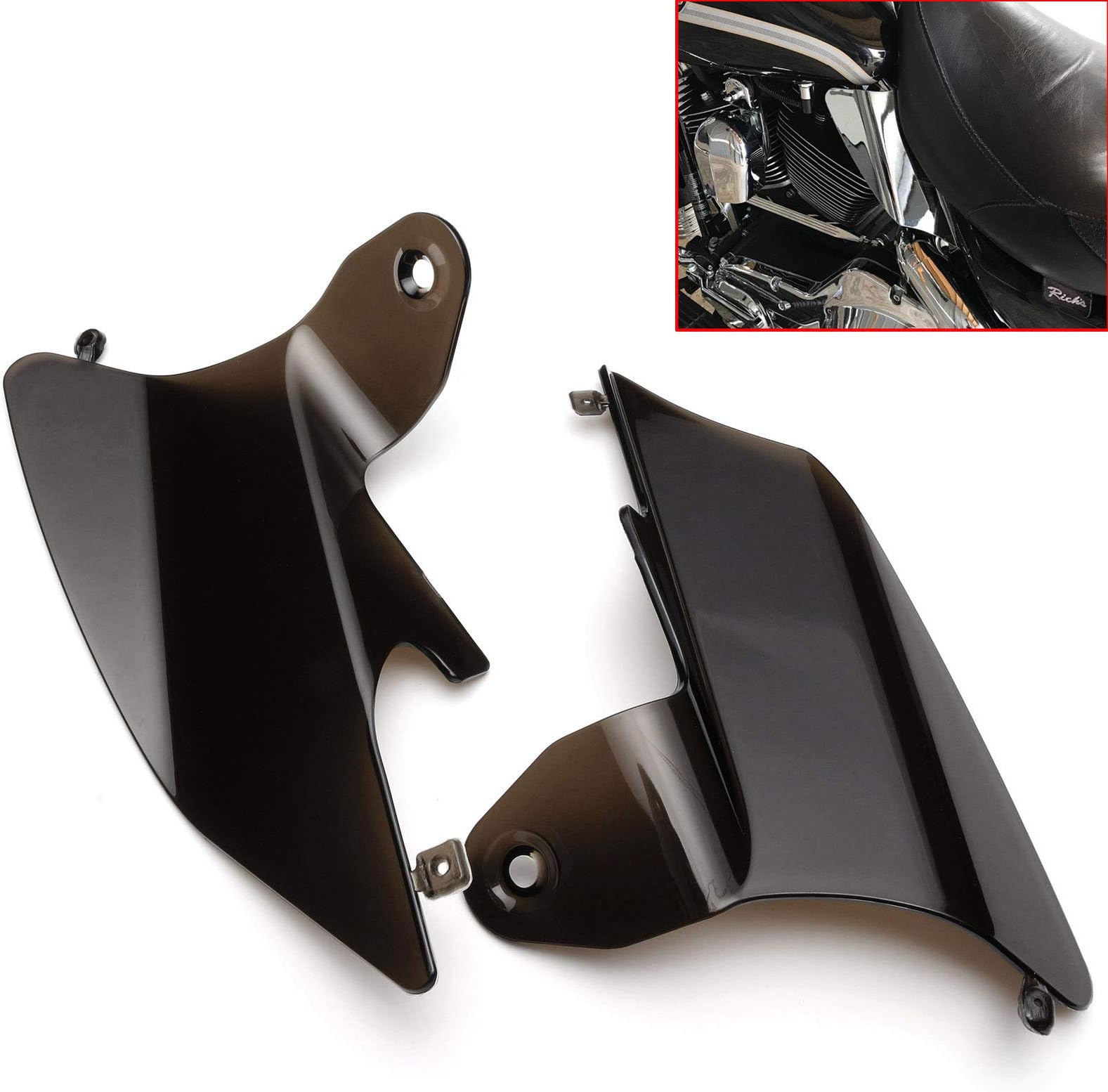Heat Shields Reflective Saddle Shield Air Heat Deflector Kit For 1997-2007 Harley Touring Road King Street Electra Glide Smoke