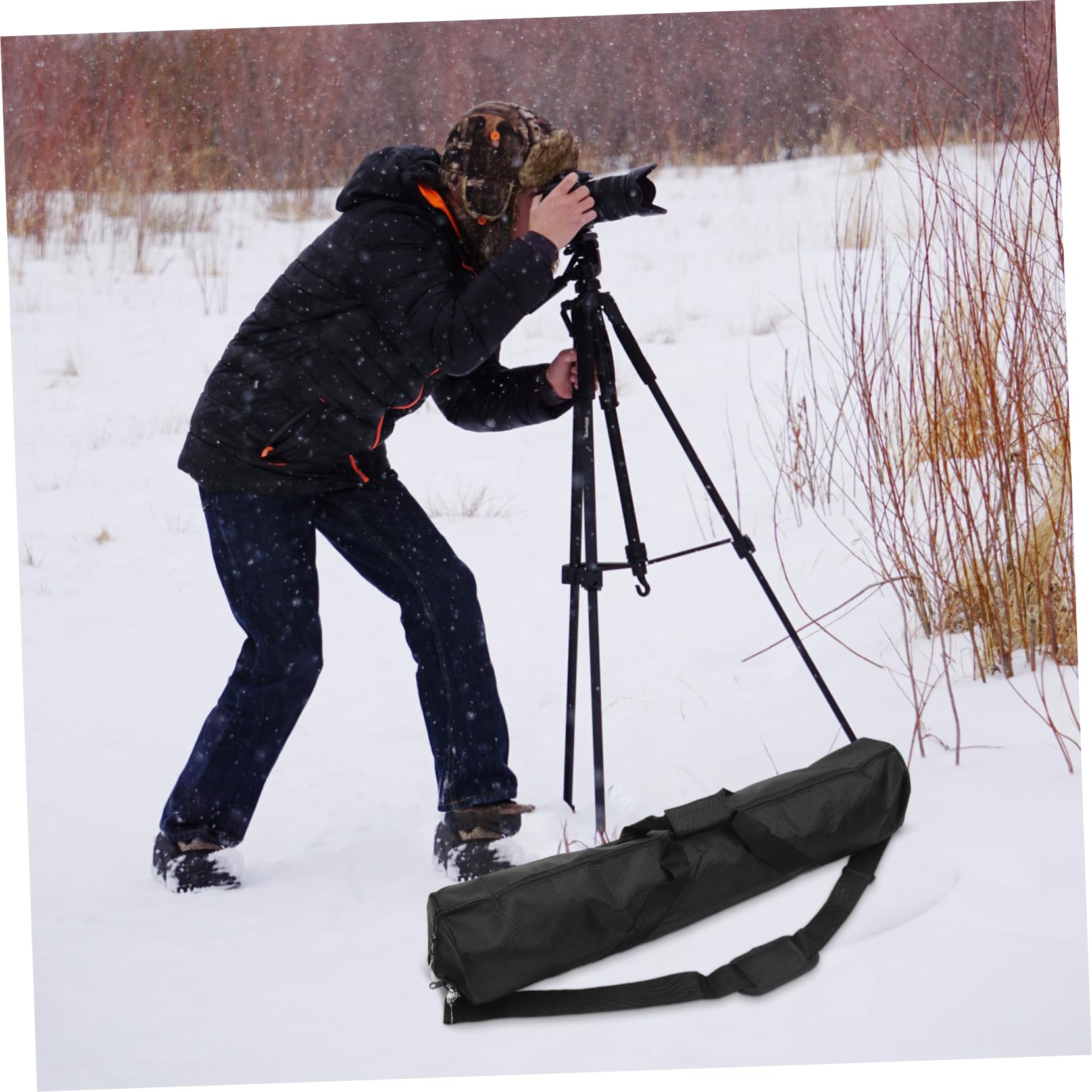 Borsa per Treppiede Portatile Nera con Tracolla e Cerniera | Oxford, Nylon e Spugna, Struttura Resistente All'usura, Capienza Adeguata per Accessori Fotografia