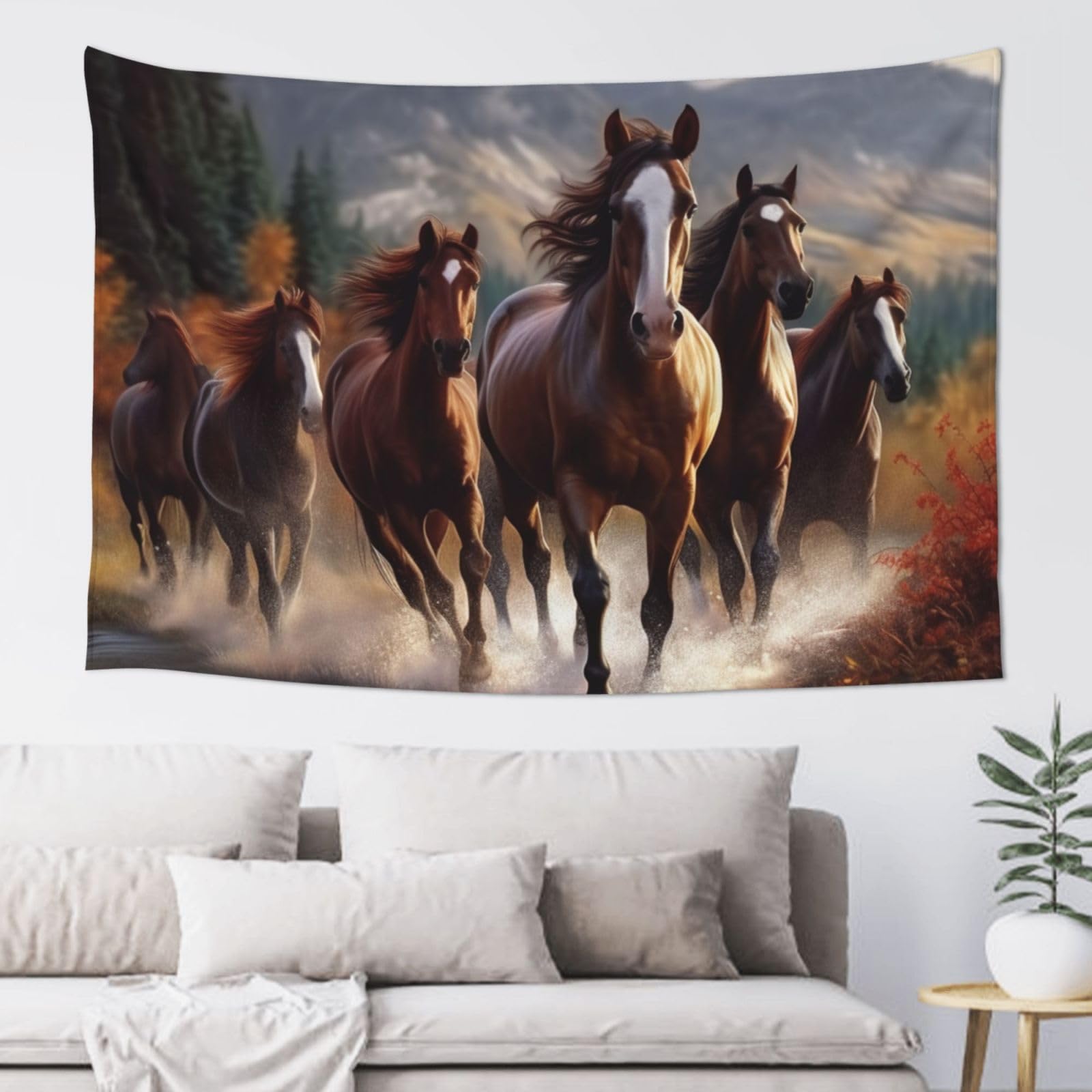 FodPand Horses Tapestry Dorm Decor, Wall Backdrop Aesthetic Tapestries Hanging Banner for Bedroom, Modern Wall Art Poster Blanket, Home Decor Wall Tapestry 60"x40"