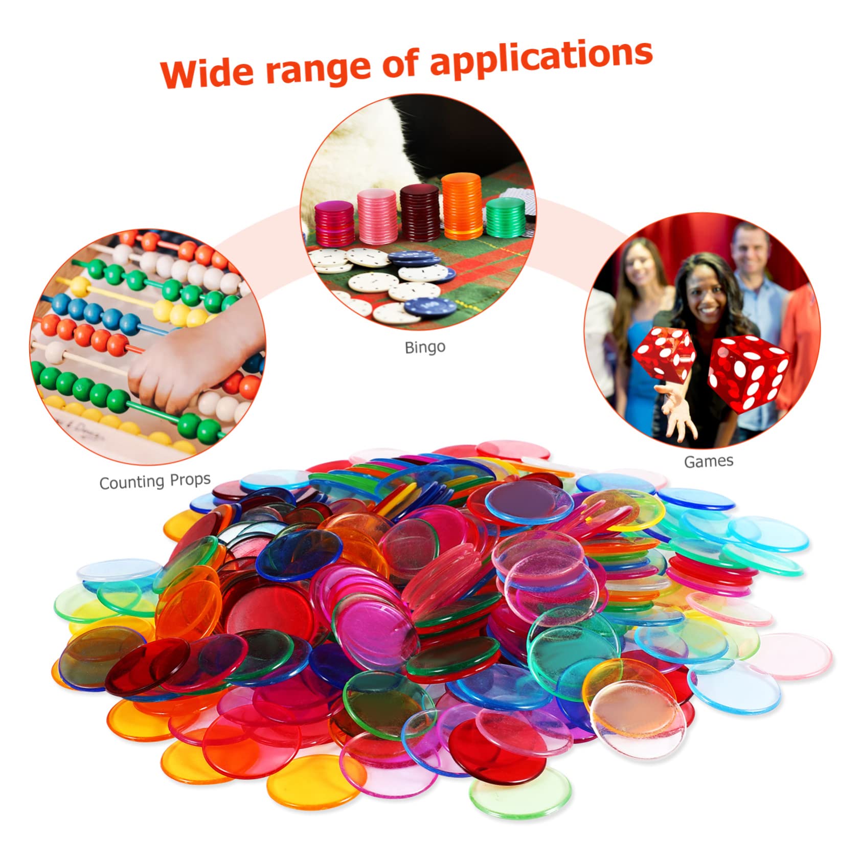 BRIGHTFUFU Plastic Bingo Chips 300 Pcs Counting Game Chips for Bingo Carnival Classroom Educational Use