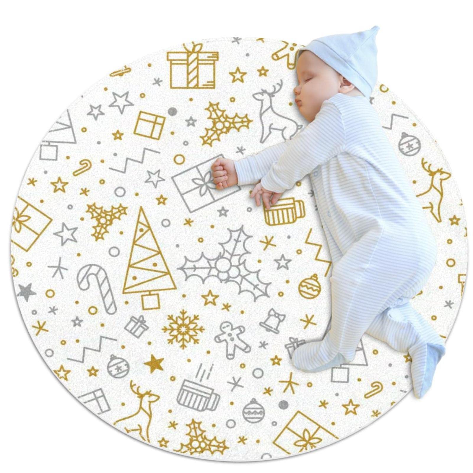 Tapis circulaire Noël moderne pour créer un coin lecture chaleureux