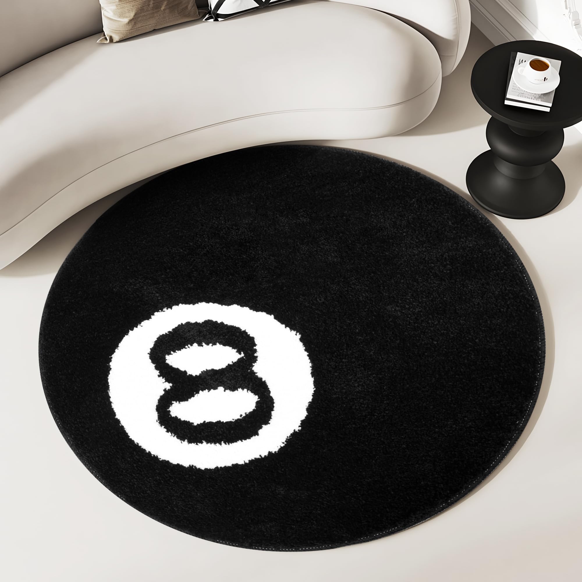 ステューシー　ラグ　8 BALL RUG Amazon.com: 8 Ball Rug, 24 inch Large Black Round Rug for