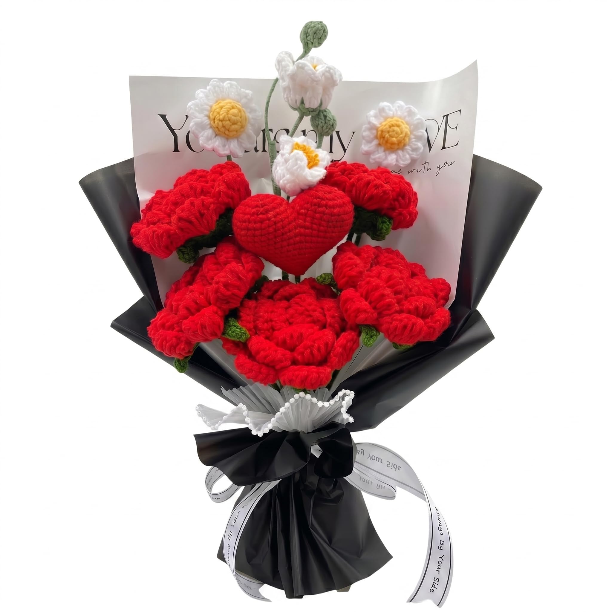 Amazon.com: Tokatan Completed Red Heart Crochet Flowers Bouquet