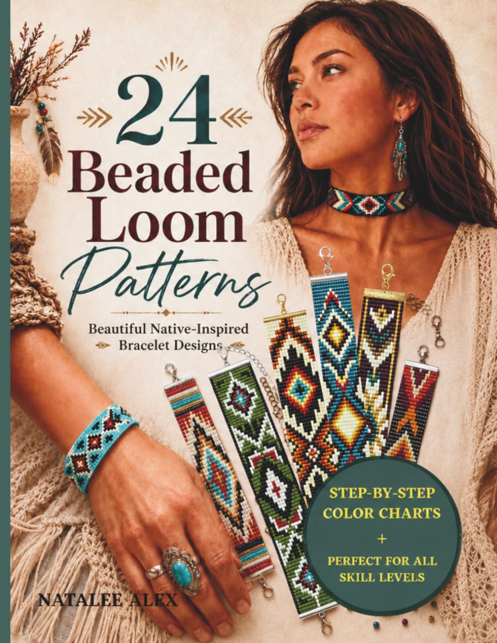 24 Beaded Loom Patterns: Beautiful Native-Inspired Bracelet Designs with Color Charts for Creative Beadwork