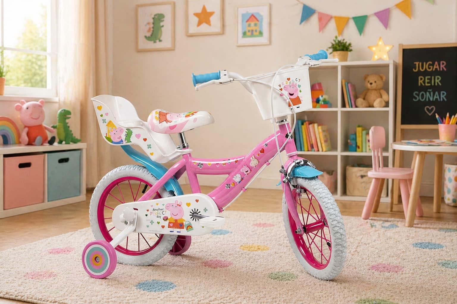 Toimsa Vélo 14" Peppa Pig Rose Enfant Garçon, Multicolore, M