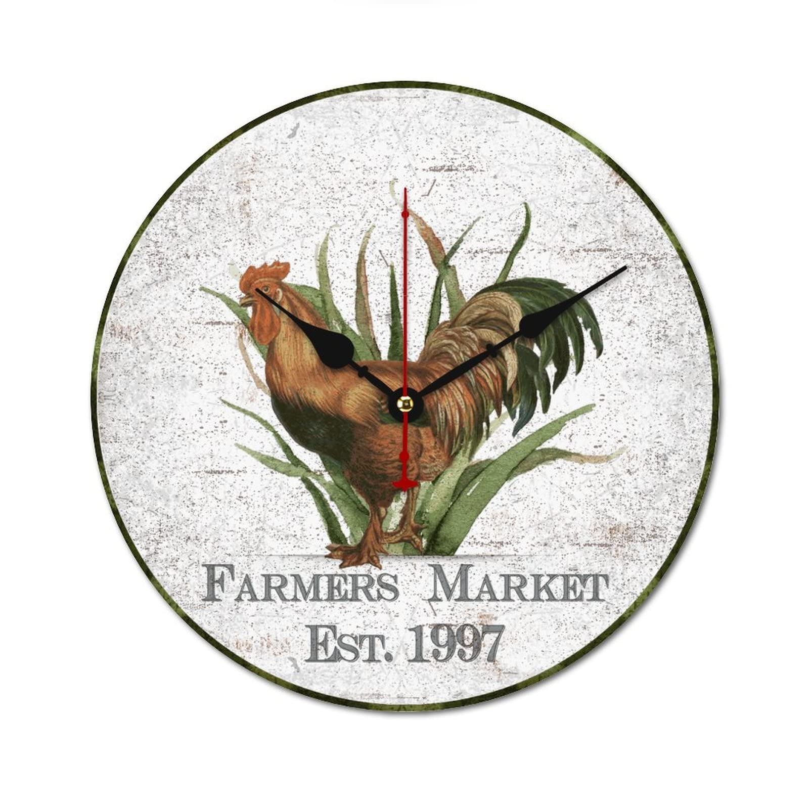 Horloge murale cuisine oiseaux en bois silencieuse rétro 38 cm