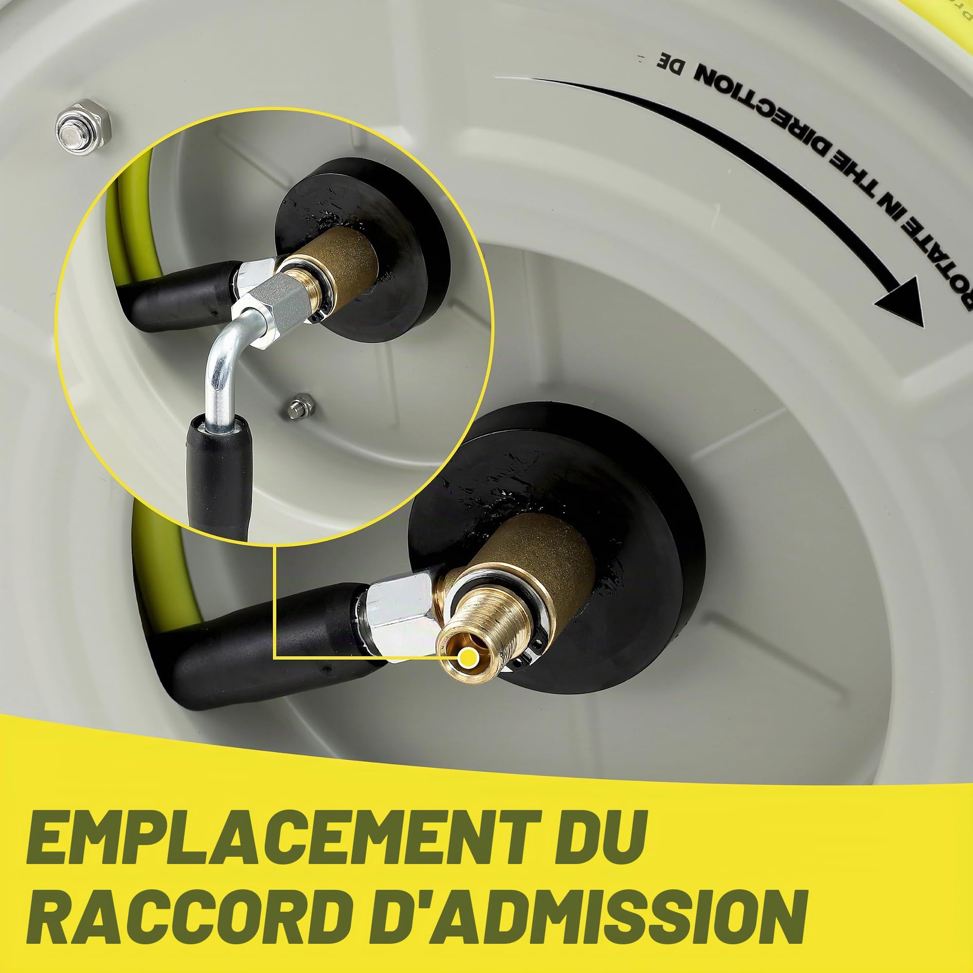M MINGLE Enrouleur de Tuyau Rétractable pour Nettoyeur Haute Pression, Compatible avec les Séries Karcher K2, K3, K4, K5, K6, K7, 1/4" (6,35 mm) × 18 m, Montage Murale, 250 bar (3600 PSI)