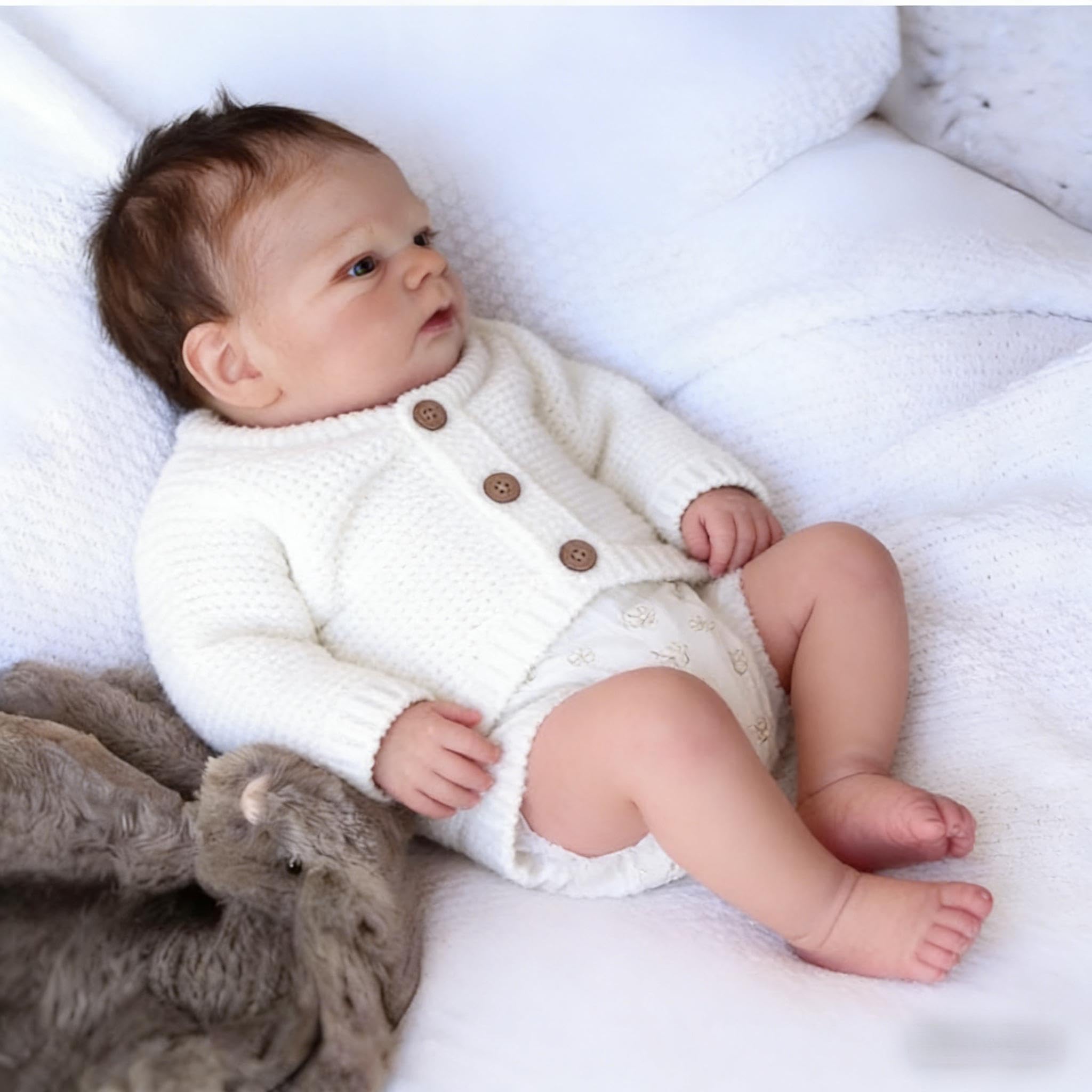 RXDOLL Reborn Baby Dolls silikonowy winyl na całe ciało, 43 cm, anatomicznie poprawna, dziewczyna, realistyczna, Reborn, ukorzenione włosy, realistyczna, pełna silikonowa lalka niemowlęca, prezent