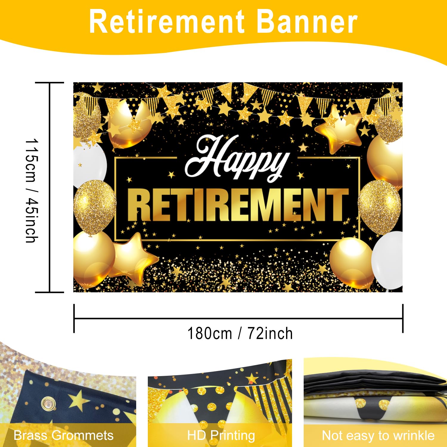 Happy Retirement Party Decorations, Includes Happy Retirement Banner Backdrop, Banner, Retire Poster, 8 Hanging Swirls - Image 3