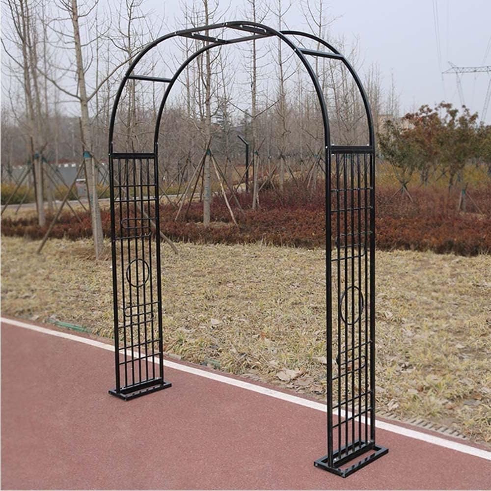Garden Arbor Metal Iron Heavy-Duty Archway Trellis Climbing Plant Support Arch Roses Vines Arbors (zwart W140xh230cm)