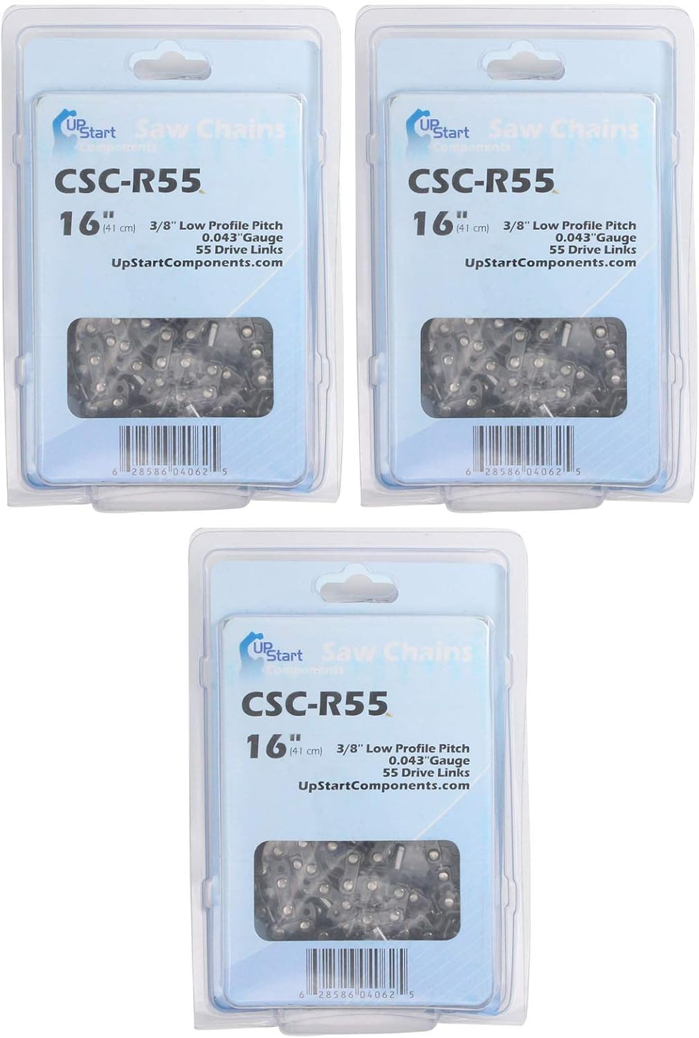 UpStart Components 3-Pack 16-Inch Chainsaw Chain Replacement for Stihl MS 192 T - (16", 3/8".043", 55 Drive Links)
