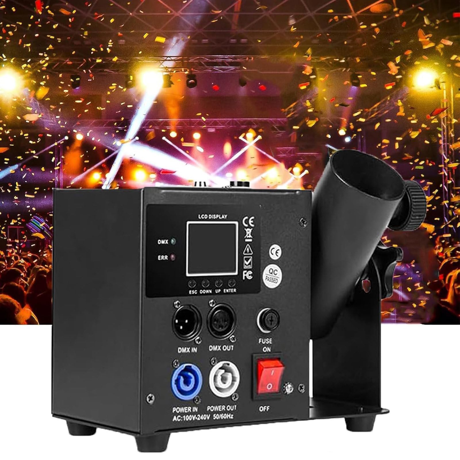 Maszyna Do Konfetti, Maszyna Do Wyrzutni Konfetti, DMX Confetti Cannon Efekt Oświetlenia Scenicznego Dmuchawa Konfetti, z Pilotem,Singlehead
