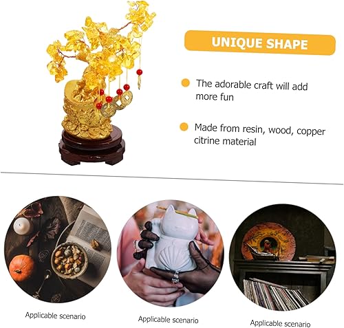 Miniatura 7 de BIUDECO Citrine Macrocarpa Feng Shui Decor Feng Shui Coins Money Tree Coins Lucky Tree New Year Gifts Golden Treasure Tv Stand Decor Crystal Craft
