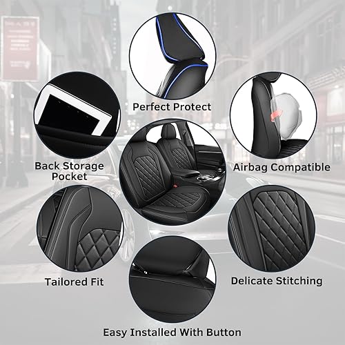 Miniatura 2 de FREESOO Juego completo de fundas de asiento de cuero, Toyota Camry Corolla de 5 asientos para automóviles, ajuste universal para la mayoría de