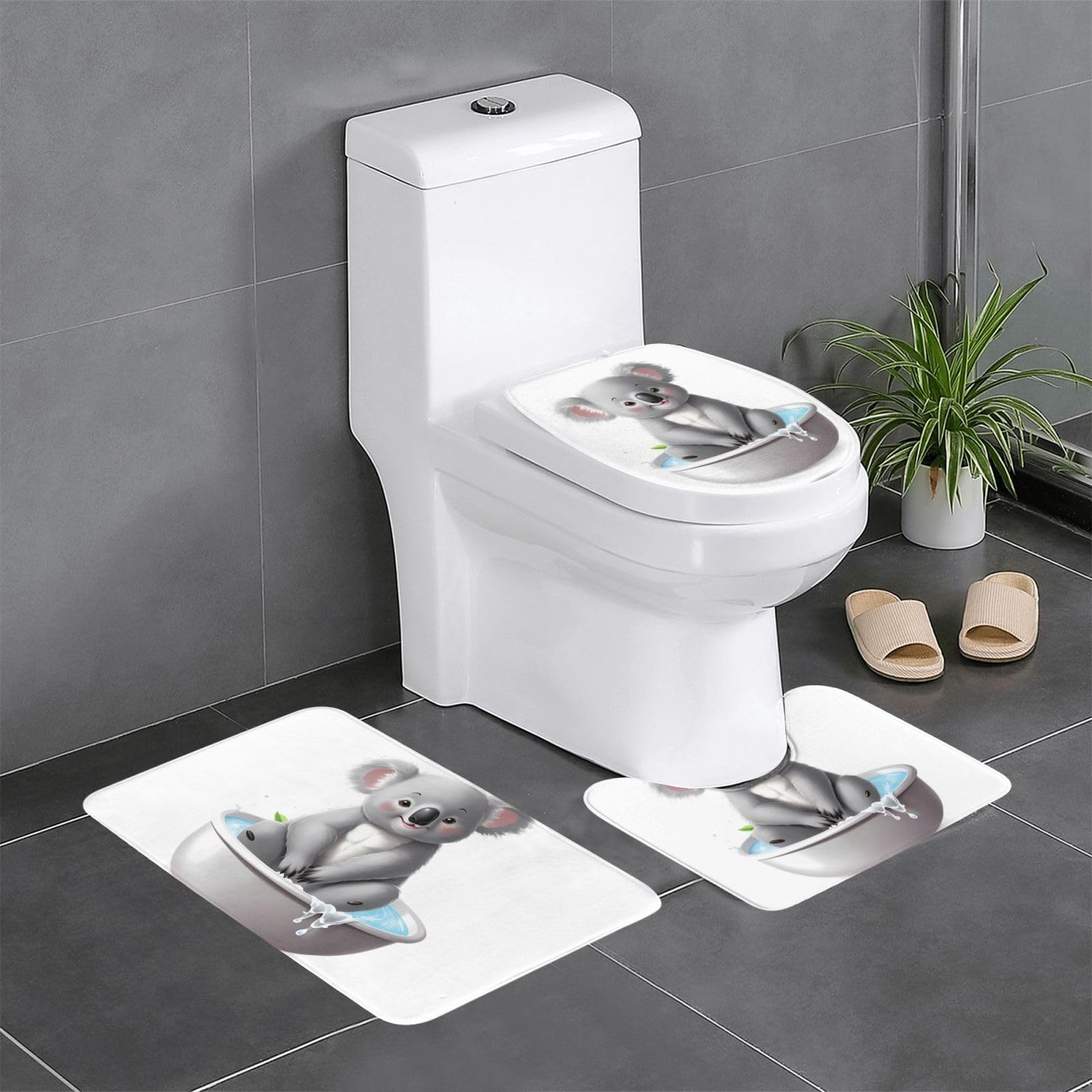 Tapis de salle de bain koala lot de 3 pour une ambiance relaxante