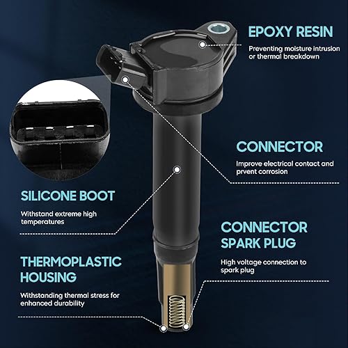 Miniatura 3 de Paquete de 6 bobinas de encendido con 6 bujías de iridio compatibles con Toyota Avalon Camry Highlander RAV4 Sienna Venza Lexus IS350 ES350 RX450h