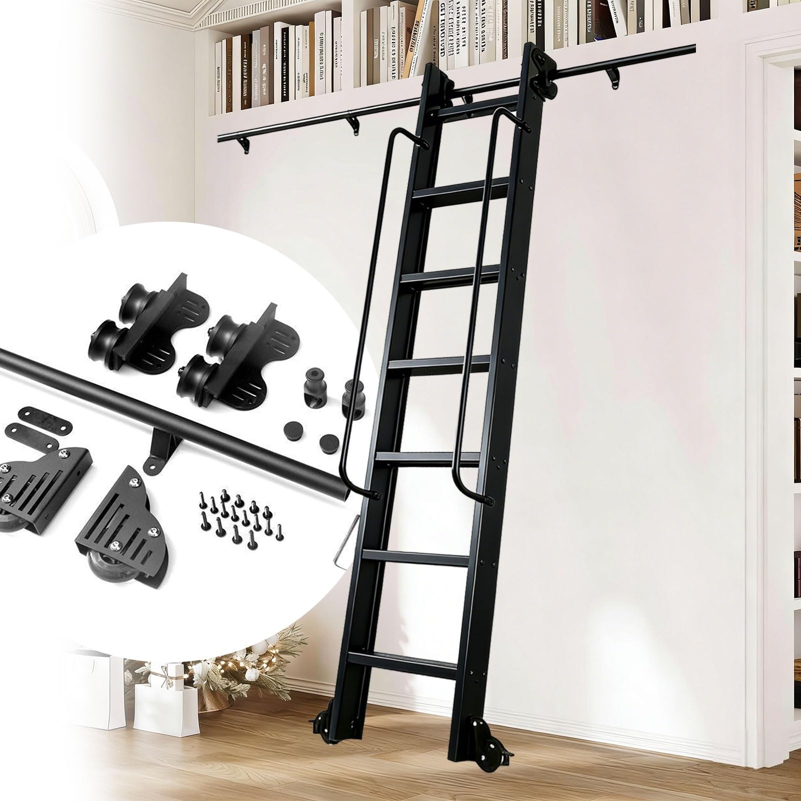 Échelle télescopique coulissante kit quincaillerie pour optimiser rangement haut