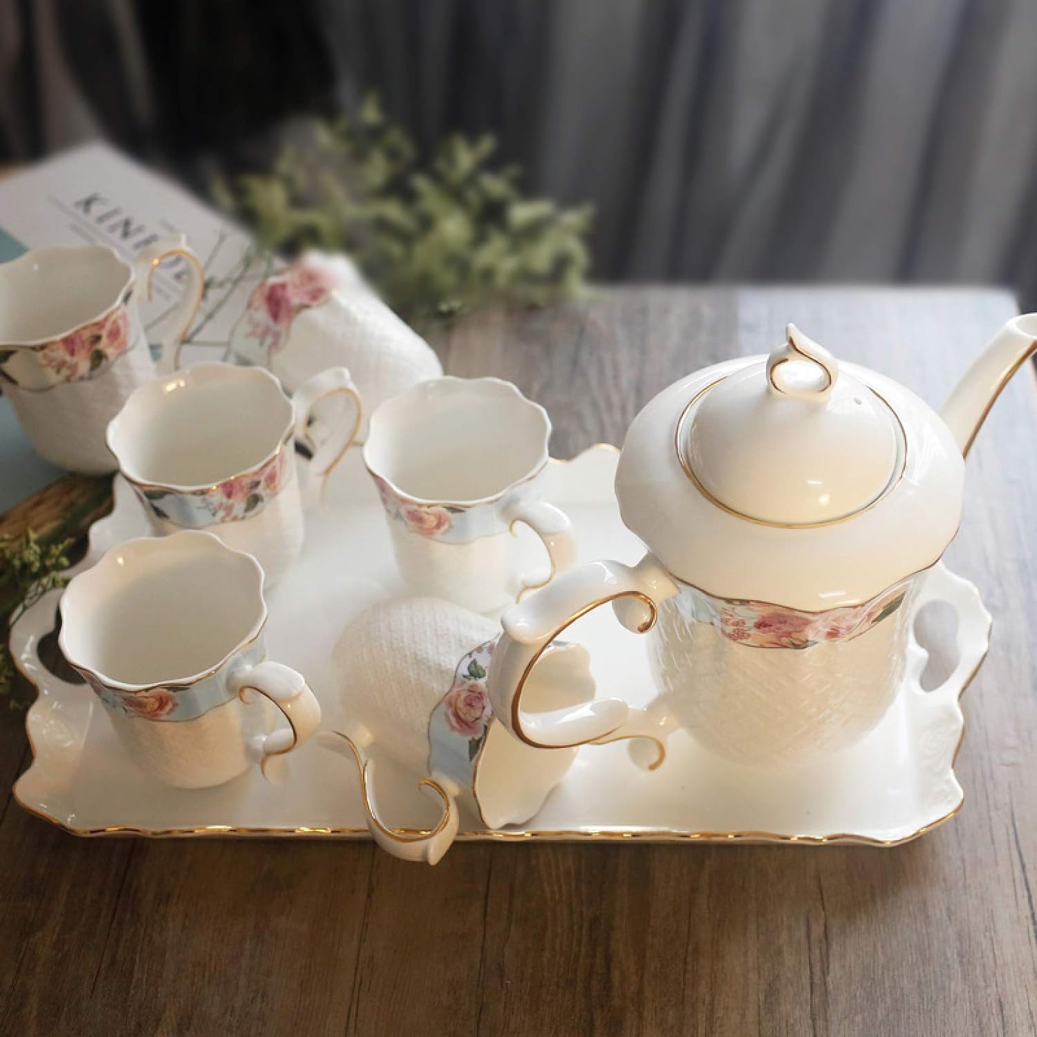 Amazon.com: ZXLAGDB Vintage Floral Porcelain Tea Sets of 6