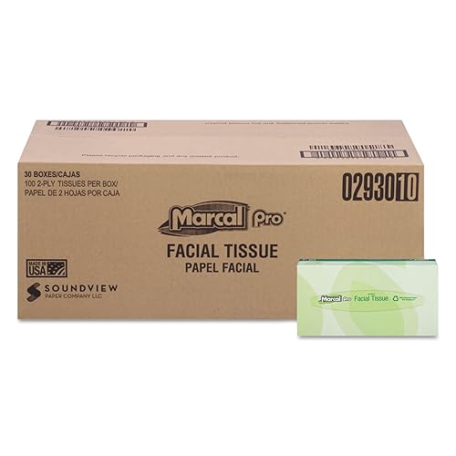 Marcal 2930CT Tejido facial, 2 capas, suave, 4-1/2"x8-3/5"x1-4/5", 30 BX/CT, WE